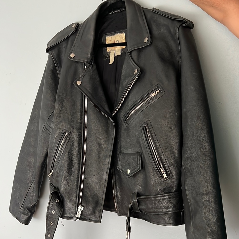 Vintage leather moto jacket